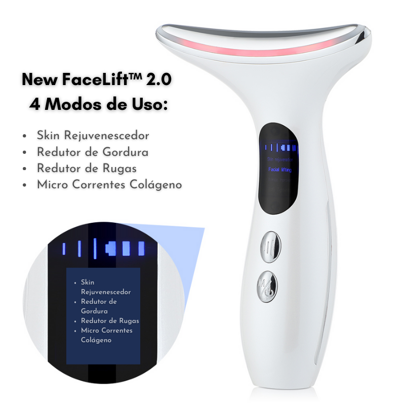 NOVO FaceLift™ 2.0 Redutor de Gordura Facial  4 em 1 + Ebook Exclusivo de Brinde com 57 RECEITAS PARA EMAGRECER 30kg em 30 Dias