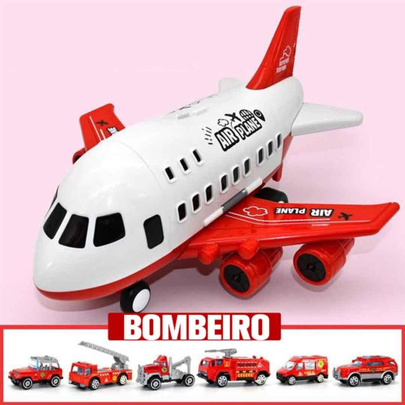 Jumbo Avião de Brinquedo com 6 Super Carrinhos